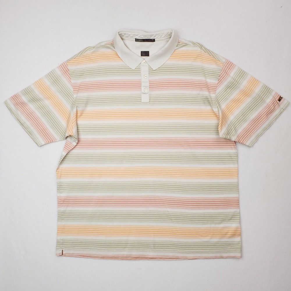 Tiger Woods Polo Shirt Mens XL Striped Multicolor Casual Relaxed Fit Golf